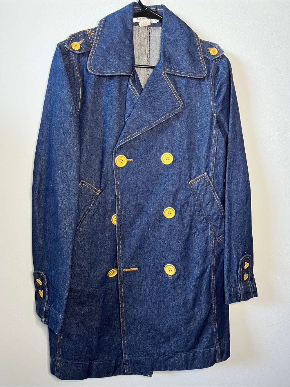 Isaac Mizrahi double-breasted denim trench coat